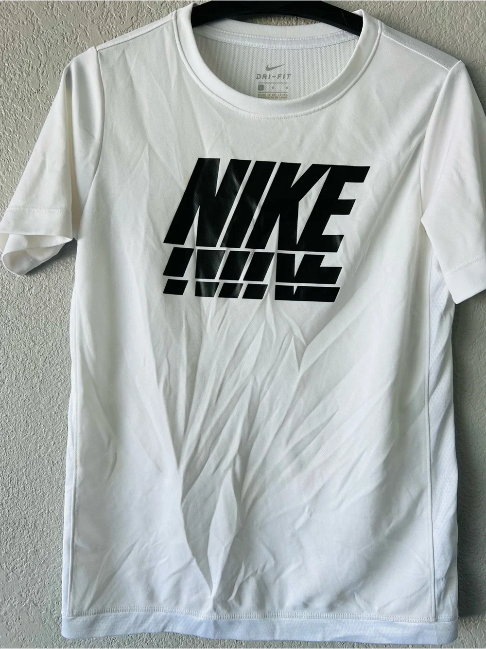 Nike White Short-Sleeve Tee with Black NIKE Graphic